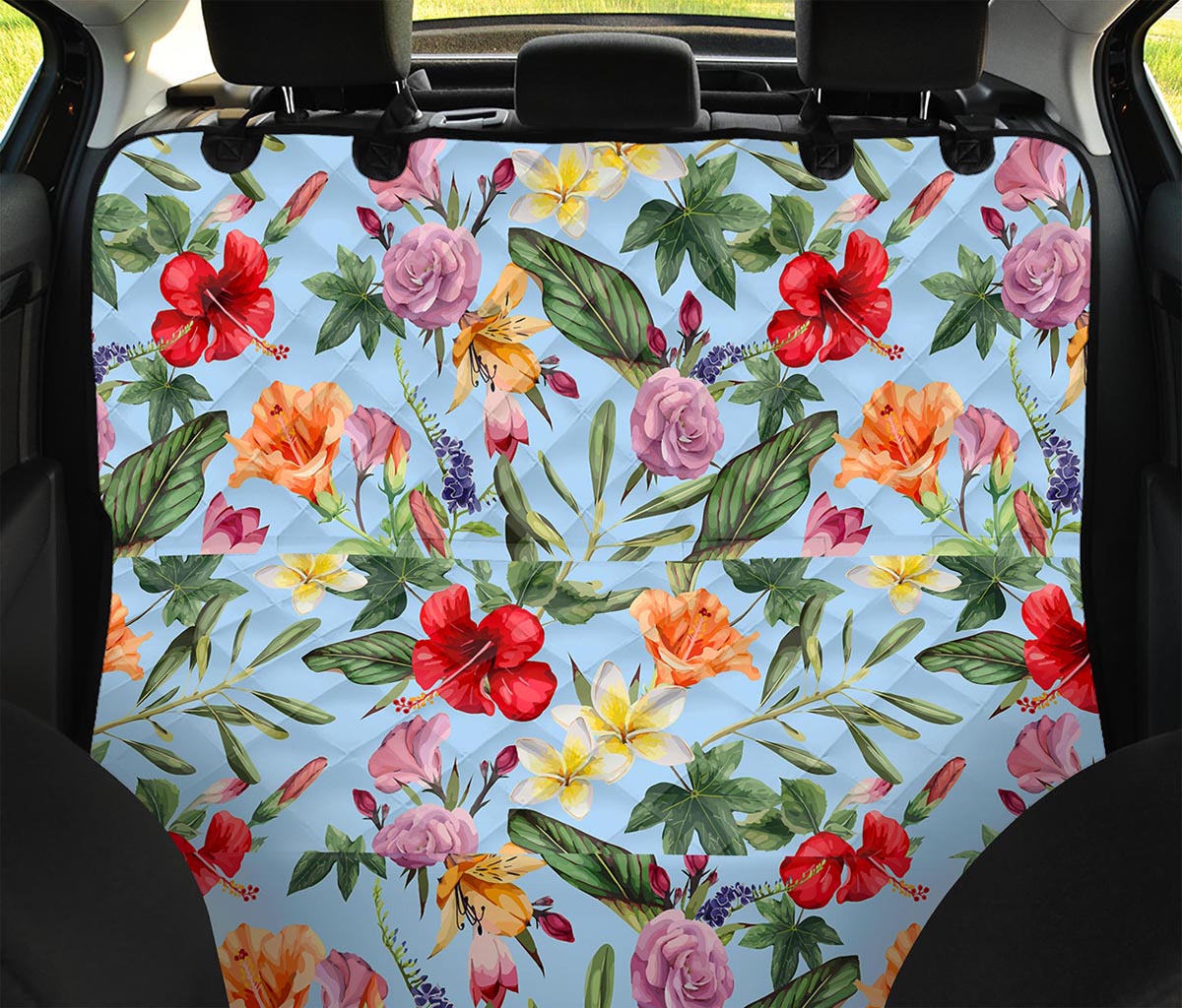 Hibiscus Flower Floral Pattern Print Pet Car Back Seat Cover