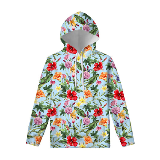 Hibiscus Flower Floral Pattern Print Pullover Hoodie