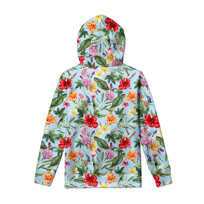 Hibiscus Flower Floral Pattern Print Pullover Hoodie