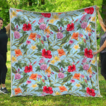 Hibiscus Flower Floral Pattern Print Quilt