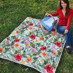 Hibiscus Flower Floral Pattern Print Quilt