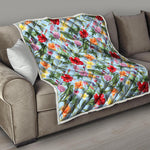 Hibiscus Flower Floral Pattern Print Quilt