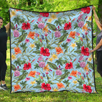 Hibiscus Flower Floral Pattern Print Quilt