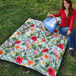 Hibiscus Flower Floral Pattern Print Quilt