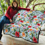 Hibiscus Flower Floral Pattern Print Quilt