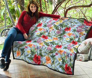 Hibiscus Flower Floral Pattern Print Quilt