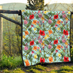 Hibiscus Flower Floral Pattern Print Quilt