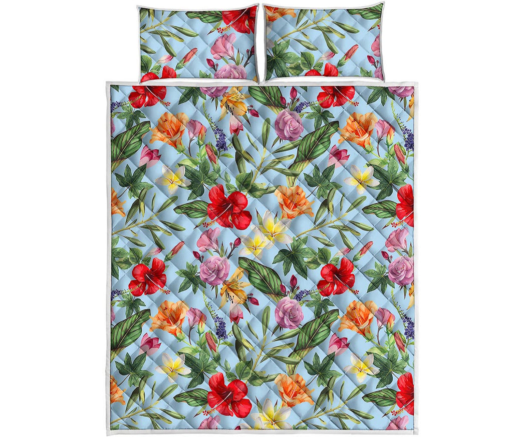 Hibiscus Flower Floral Pattern Print Quilt Bed Set