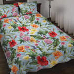 Hibiscus Flower Floral Pattern Print Quilt Bed Set