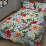 Hibiscus Flower Floral Pattern Print Quilt Bed Set