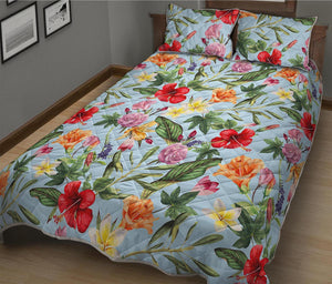 Hibiscus Flower Floral Pattern Print Quilt Bed Set