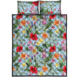 Hibiscus Flower Floral Pattern Print Quilt Bed Set