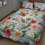 Hibiscus Flower Floral Pattern Print Quilt Bed Set