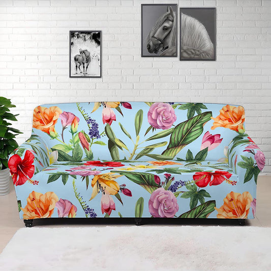 Hibiscus Flower Floral Pattern Print Sofa Cover