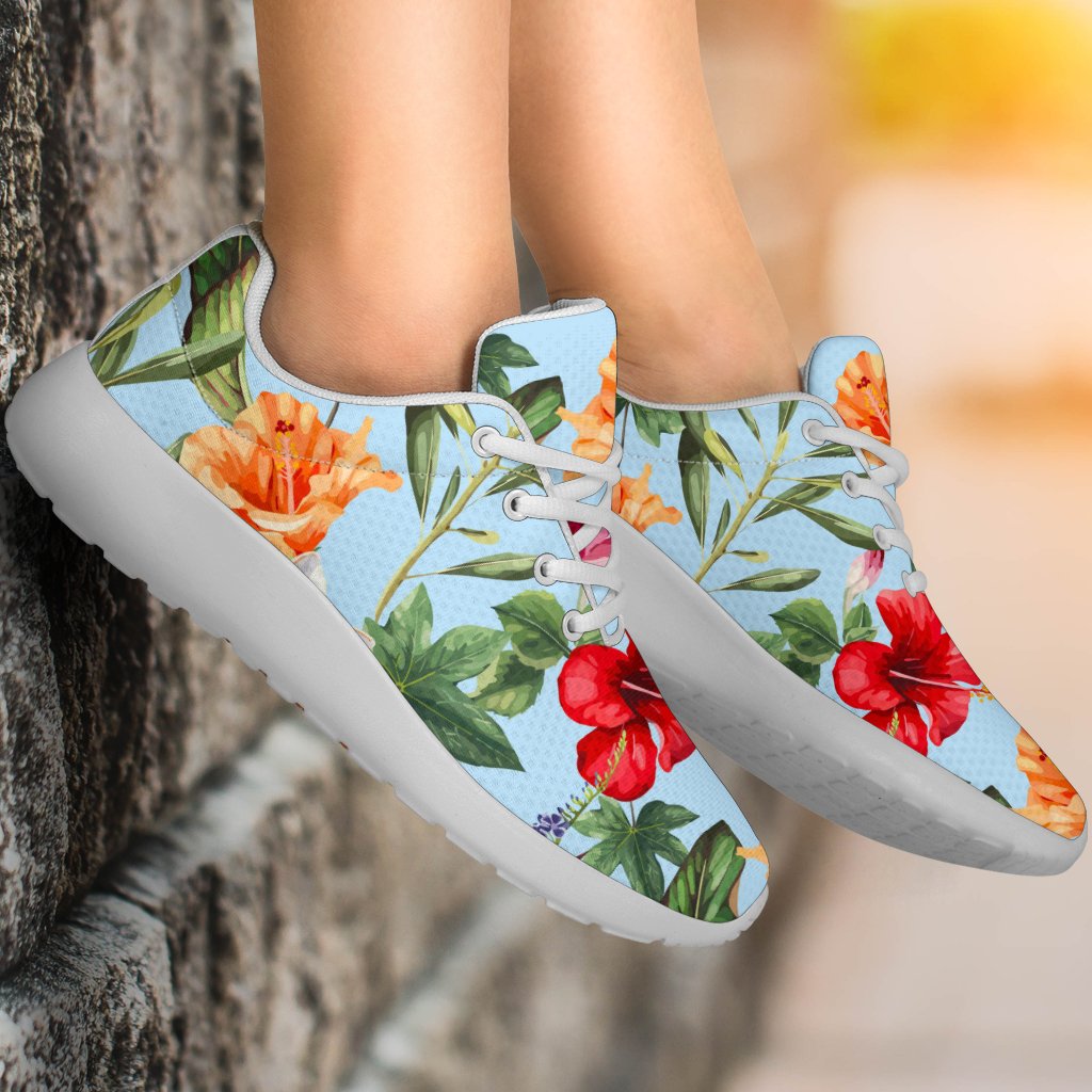 Hibiscus Flower Floral Pattern Print Sport Shoes GearFrost