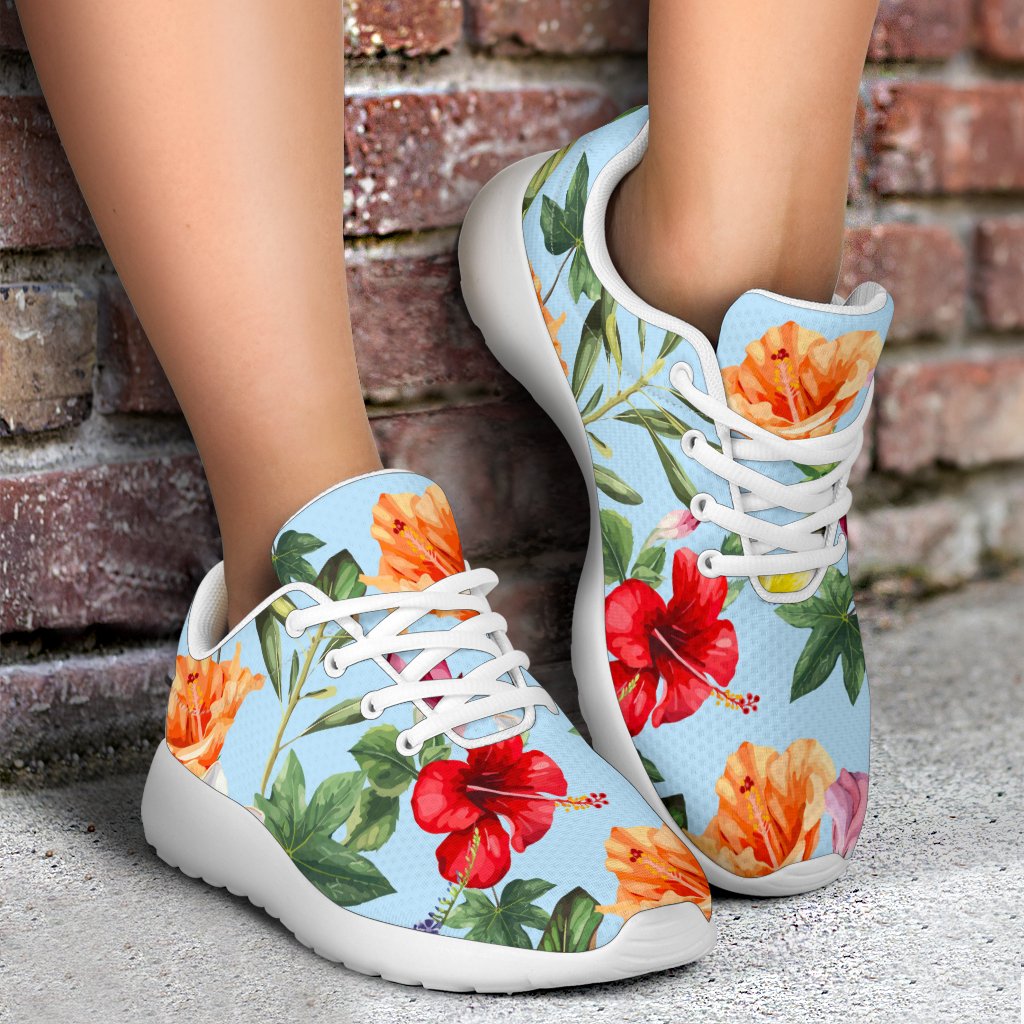 Hibiscus Flower Floral Pattern Print Sport Shoes GearFrost