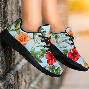 Hibiscus Flower Floral Pattern Print Sport Shoes GearFrost