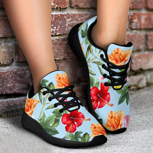 Hibiscus Flower Floral Pattern Print Sport Shoes GearFrost