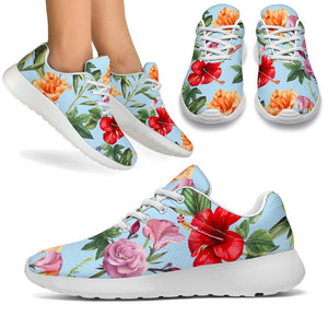 Hibiscus Flower Floral Pattern Print Sport Shoes GearFrost