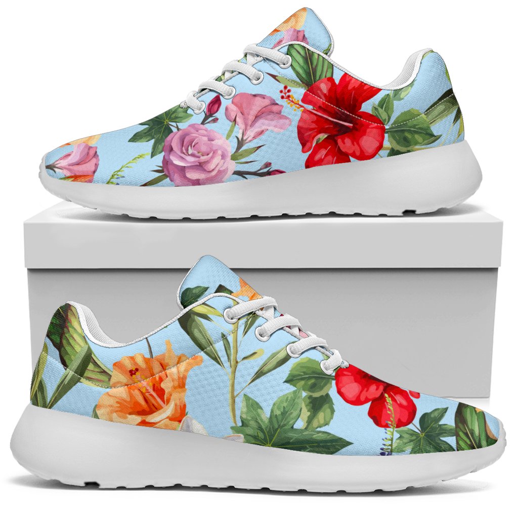 Hibiscus Flower Floral Pattern Print Sport Shoes GearFrost