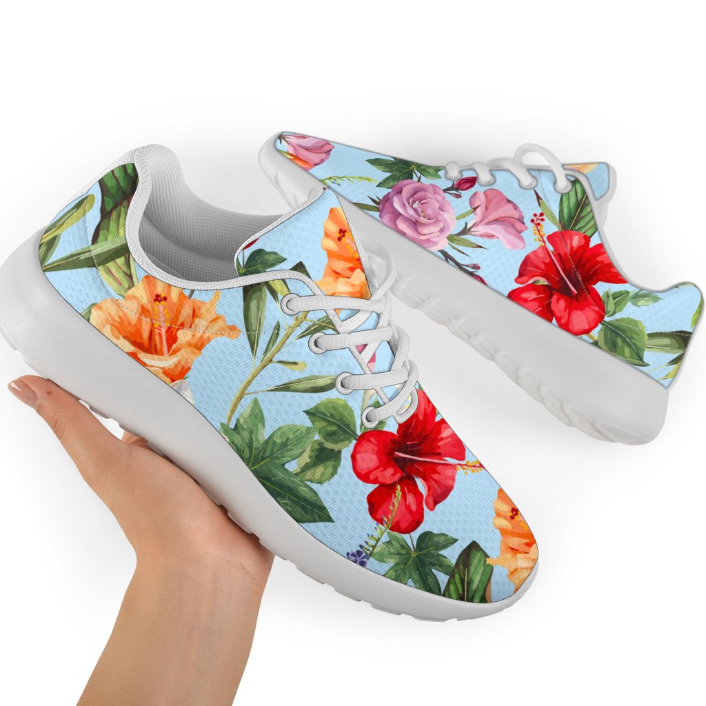 Hibiscus Flower Floral Pattern Print Sport Shoes GearFrost