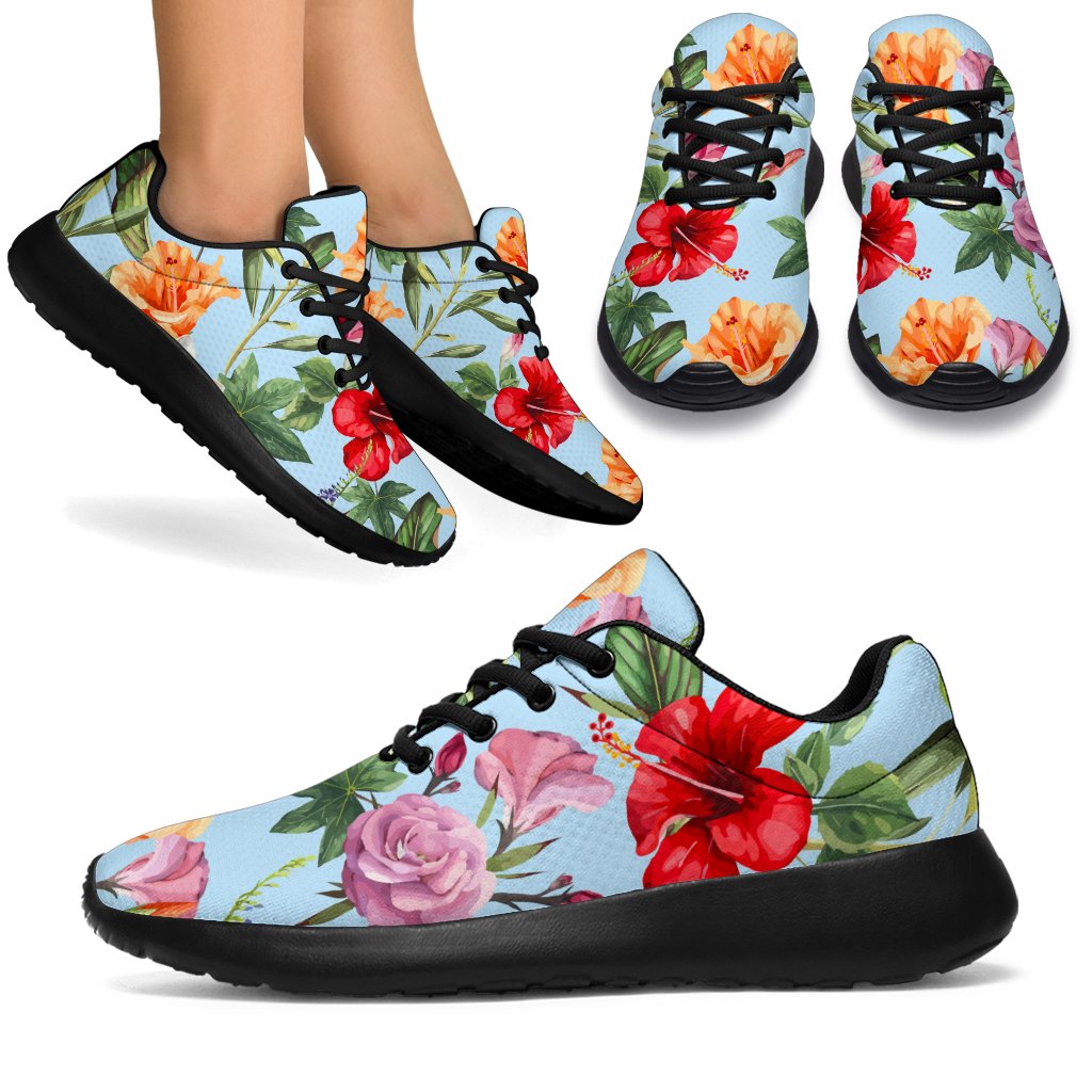 Hibiscus Flower Floral Pattern Print Sport Shoes GearFrost