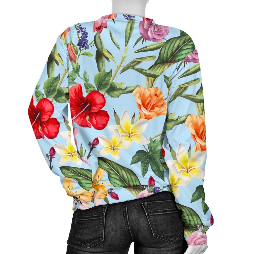 Hibiscus Flower Floral Pattern Print Women's Crewneck Sweatshirt GearFrost