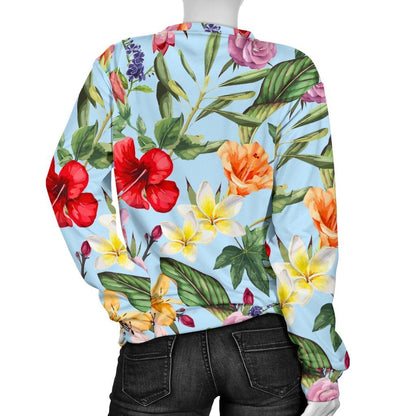 Hibiscus Flower Floral Pattern Print Women's Crewneck Sweatshirt GearFrost