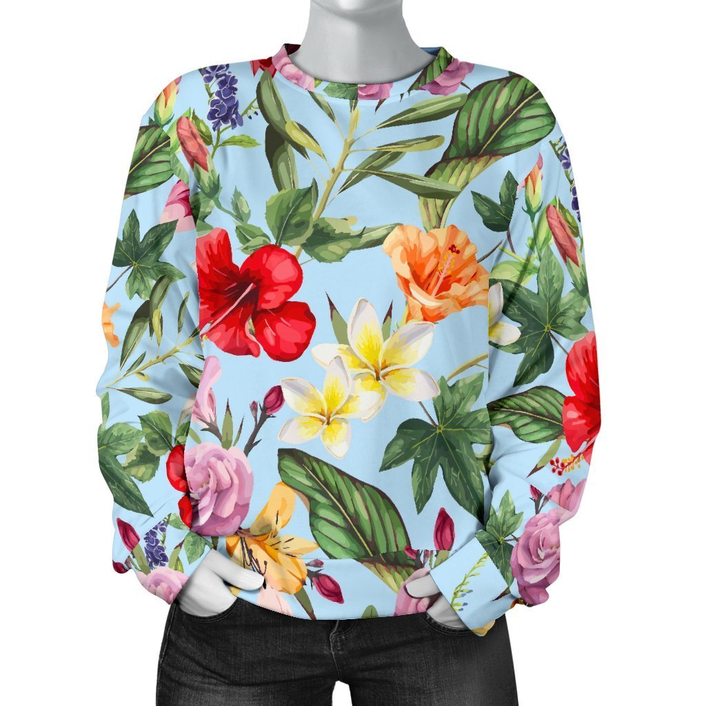 Hibiscus Flower Floral Pattern Print Women's Crewneck Sweatshirt GearFrost