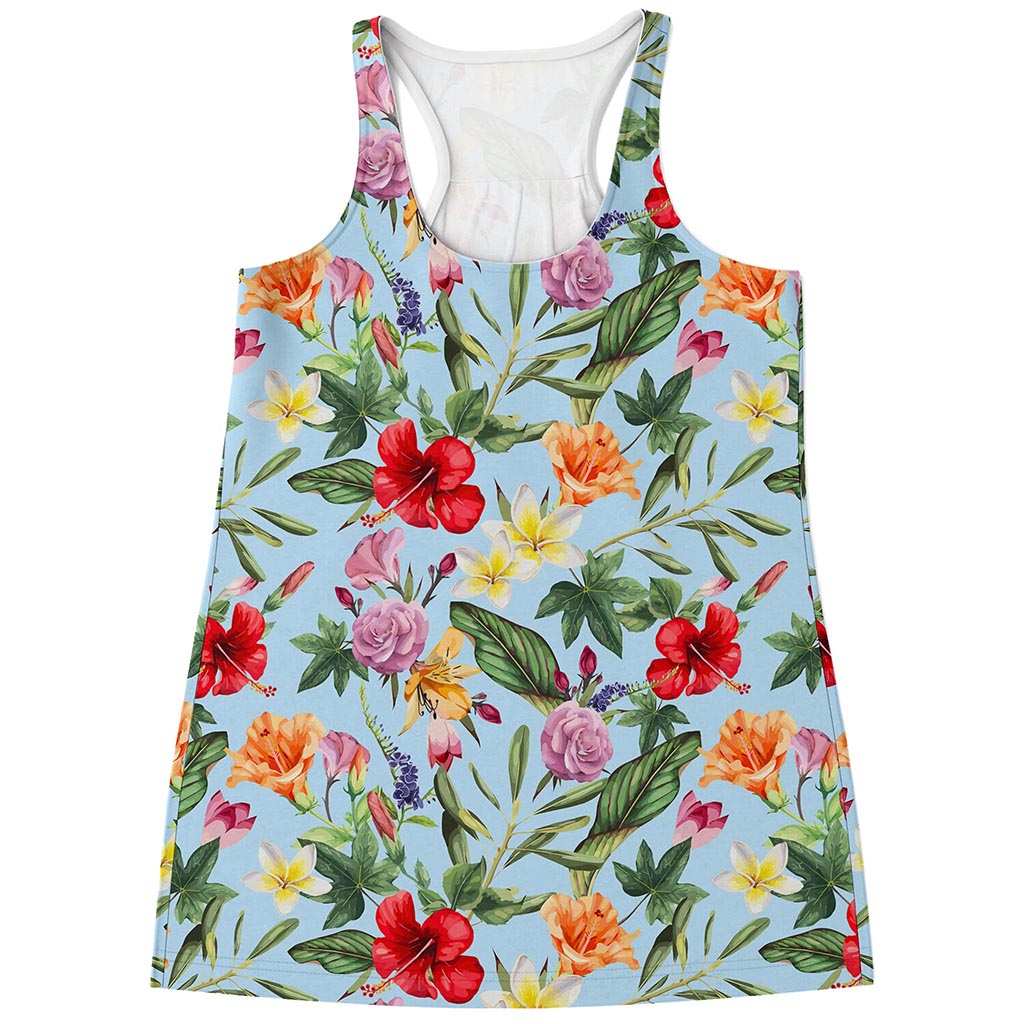 Hibiscus Flower Floral Pattern Print Women's Racerback Tank Top