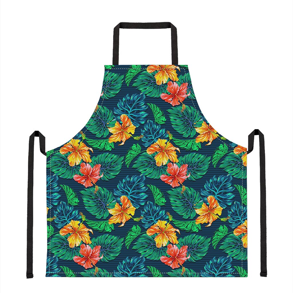 Hibiscus Monstera Hawaii Pattern Print Apron