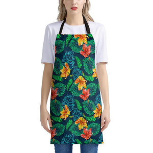 Hibiscus Monstera Hawaii Pattern Print Apron