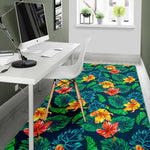 Hibiscus Monstera Hawaii Pattern Print Area Rug GearFrost