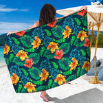 Hibiscus Monstera Hawaii Pattern Print Beach Sarong Wrap