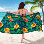 Hibiscus Monstera Hawaii Pattern Print Beach Sarong Wrap