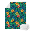 Hibiscus Monstera Hawaii Pattern Print Blanket