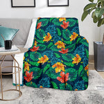 Hibiscus Monstera Hawaii Pattern Print Blanket