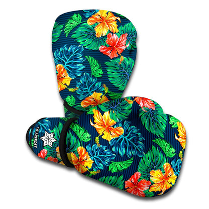 Hibiscus Monstera Hawaii Pattern Print Boxing Gloves