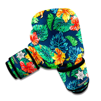 Hibiscus Monstera Hawaii Pattern Print Boxing Gloves