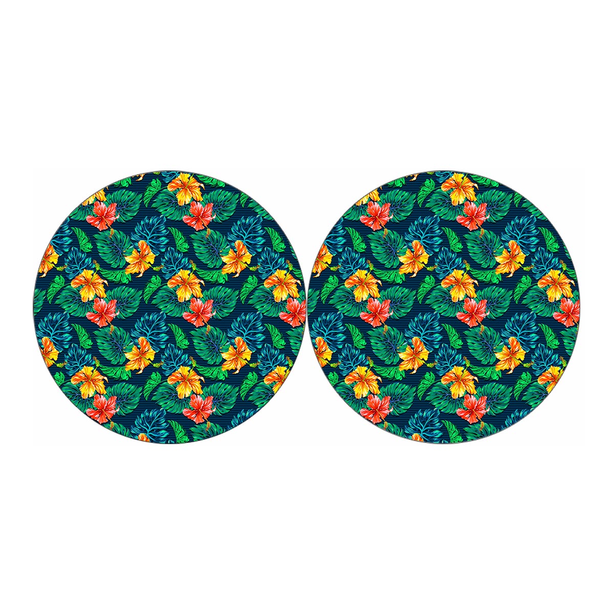 Hibiscus Monstera Hawaii Pattern Print Car Coasters
