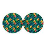 Hibiscus Monstera Hawaii Pattern Print Car Coasters