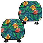 Hibiscus Monstera Hawaii Pattern Print Car Headrest Covers