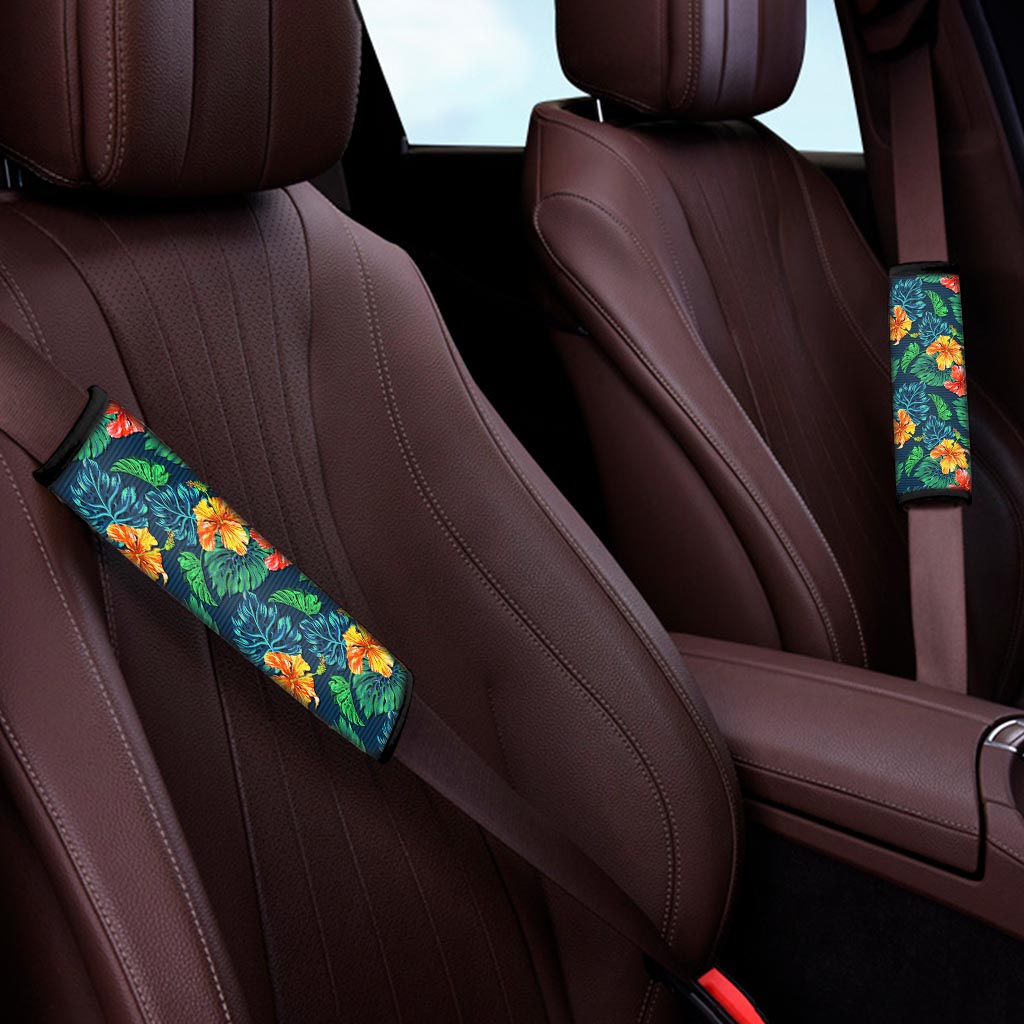 Hibiscus Monstera Hawaii Pattern Print Car Seat Belt Covers