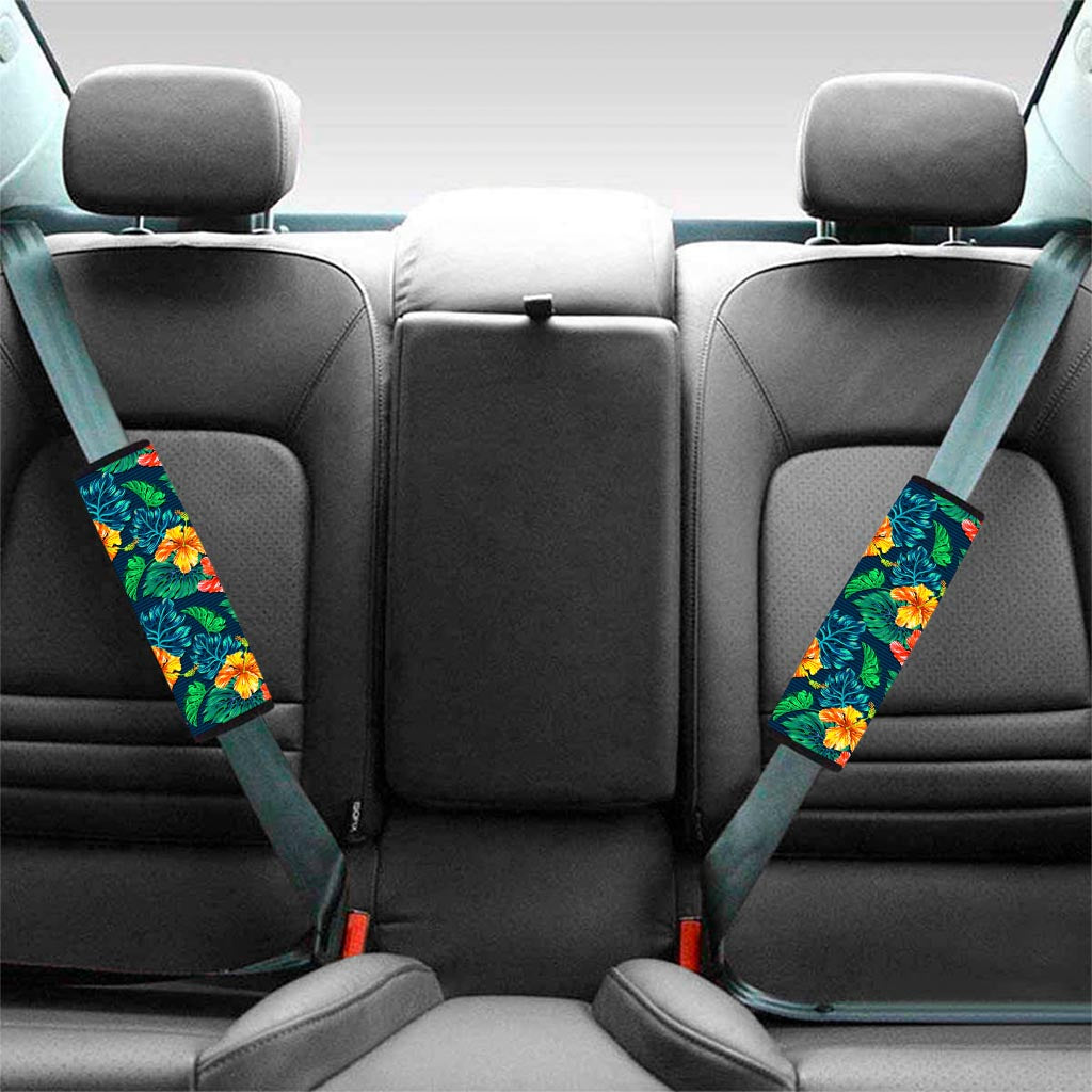 Hibiscus Monstera Hawaii Pattern Print Car Seat Belt Covers