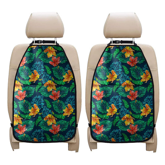 Hibiscus Monstera Hawaii Pattern Print Car Seat Organizers