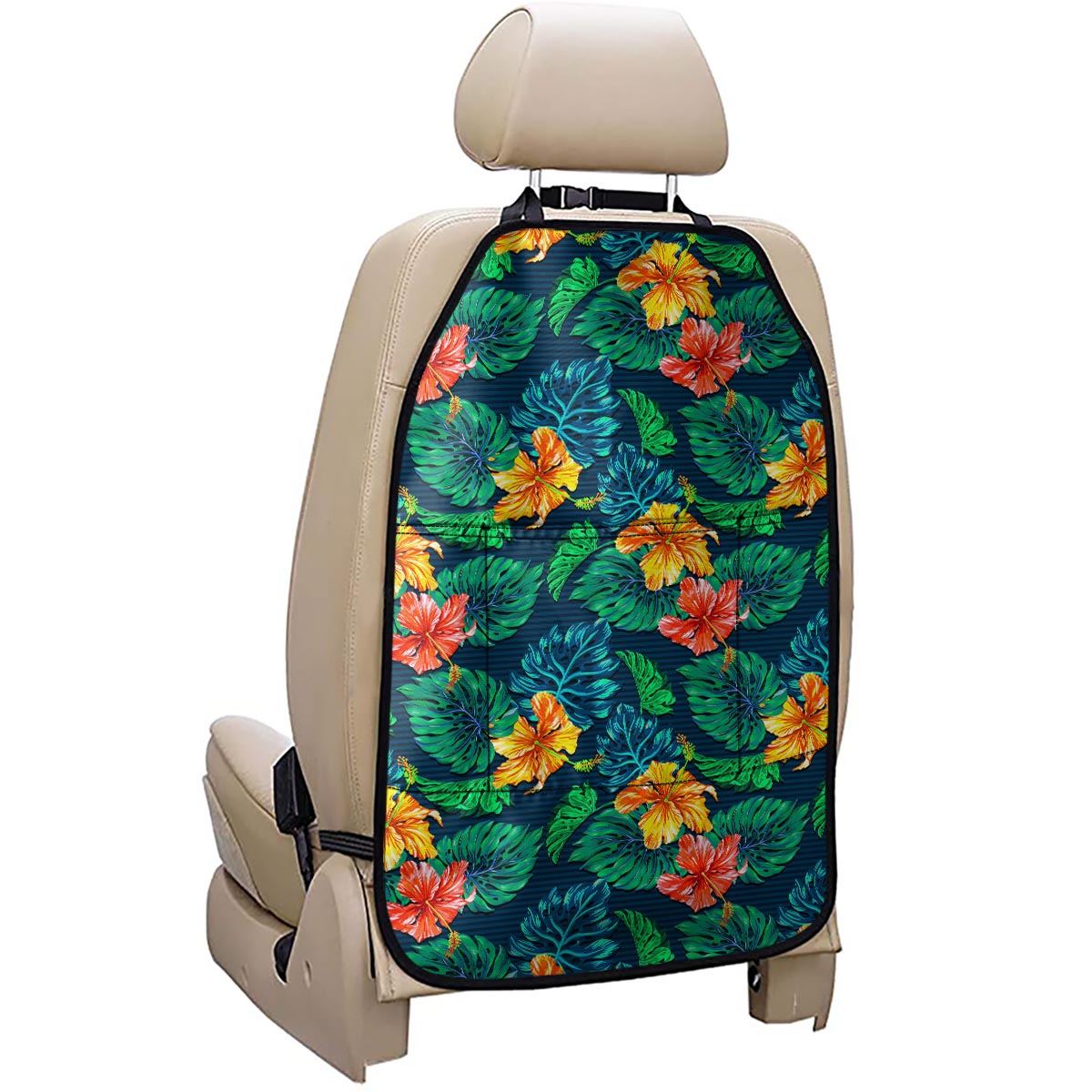Hibiscus Monstera Hawaii Pattern Print Car Seat Organizers