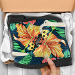 Hibiscus Monstera Hawaii Pattern Print Comfy Boots GearFrost