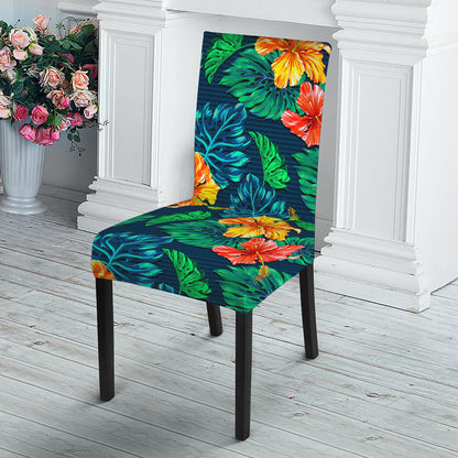 Hibiscus Monstera Hawaii Pattern Print Dining Chair Slipcover