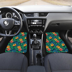 Hibiscus Monstera Hawaii Pattern Print Front and Back Car Floor Mats