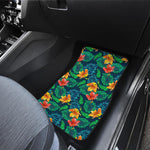 Hibiscus Monstera Hawaii Pattern Print Front and Back Car Floor Mats